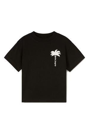 black cotton tshirt PALM ANGELS KIDS | PBAA003F24JER0011003